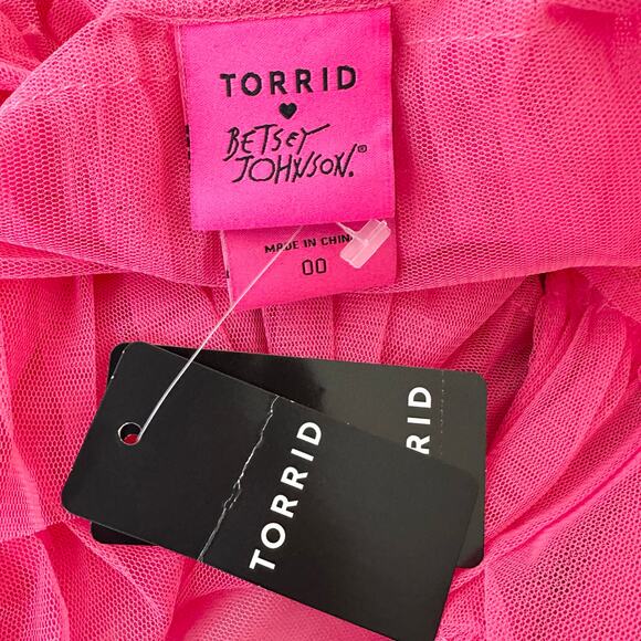 NWT RARE Betsey Johnson x Torrid Pink Mesh Ruffle Tiered Kimono | SZ 00 (10) - Picture 11 of 12